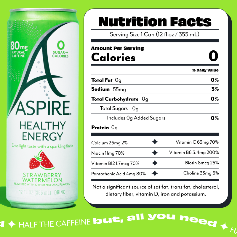 Strawberry Watermelon Aspire Healthy Energy Drink